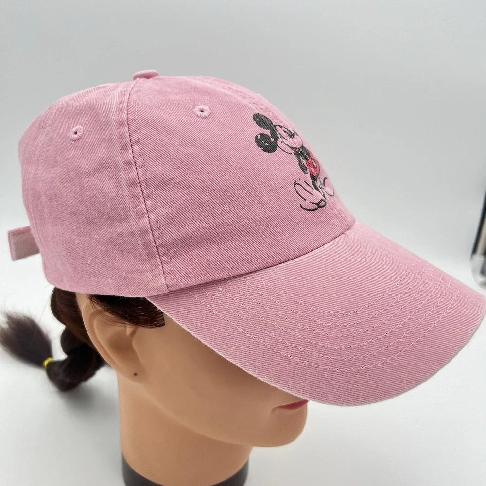 Disney Parks Pink Mickey Mouse Dad Hat Adult Adjustable Baseball Cap Cotton